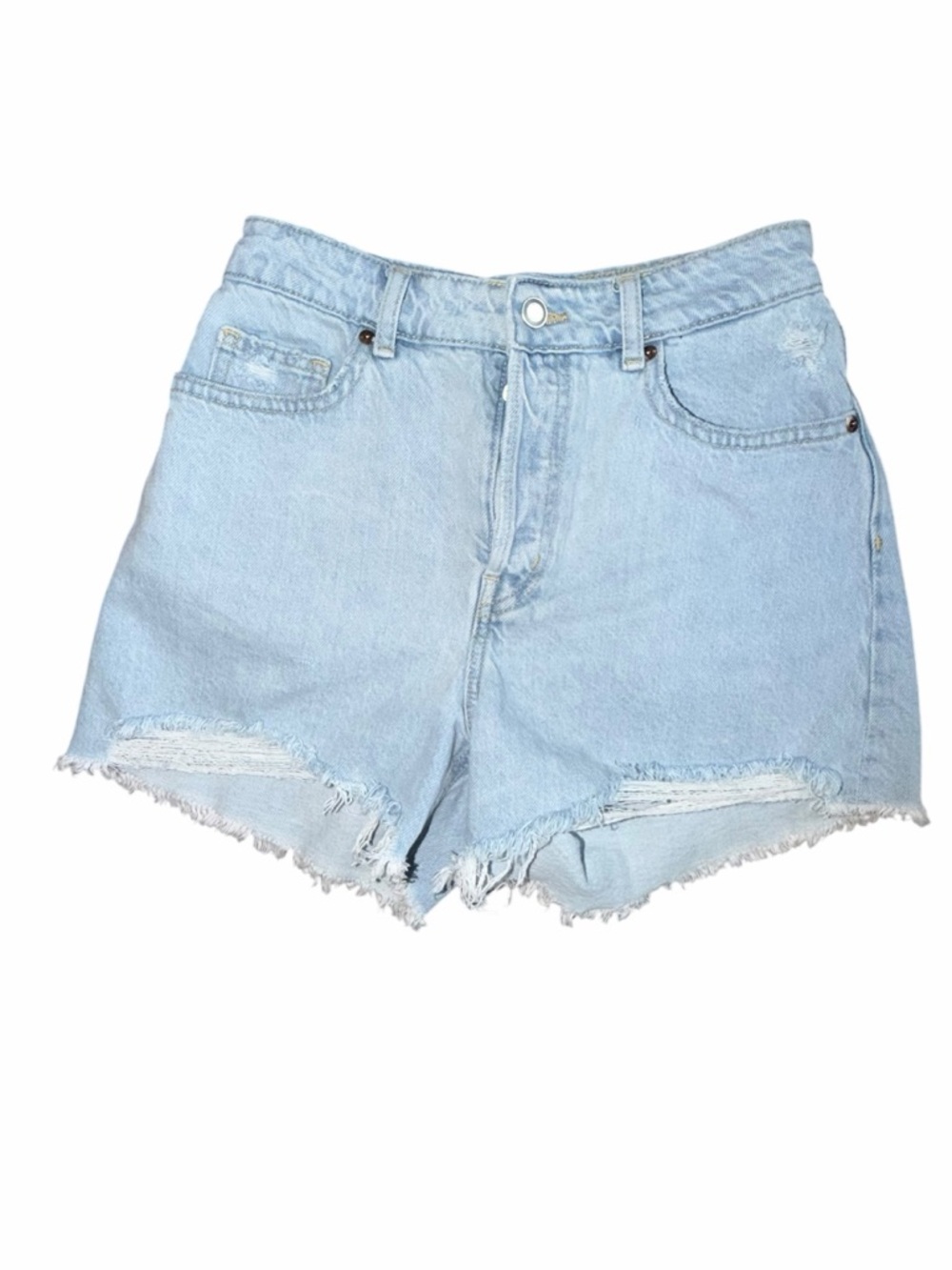 H&M Light Blue Frayed Denim Shorts